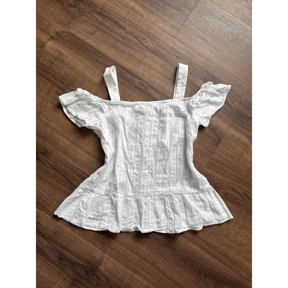 Women’s BCBG Generation Cotton Flowy Coquette Off Shoulder Blouse Size S